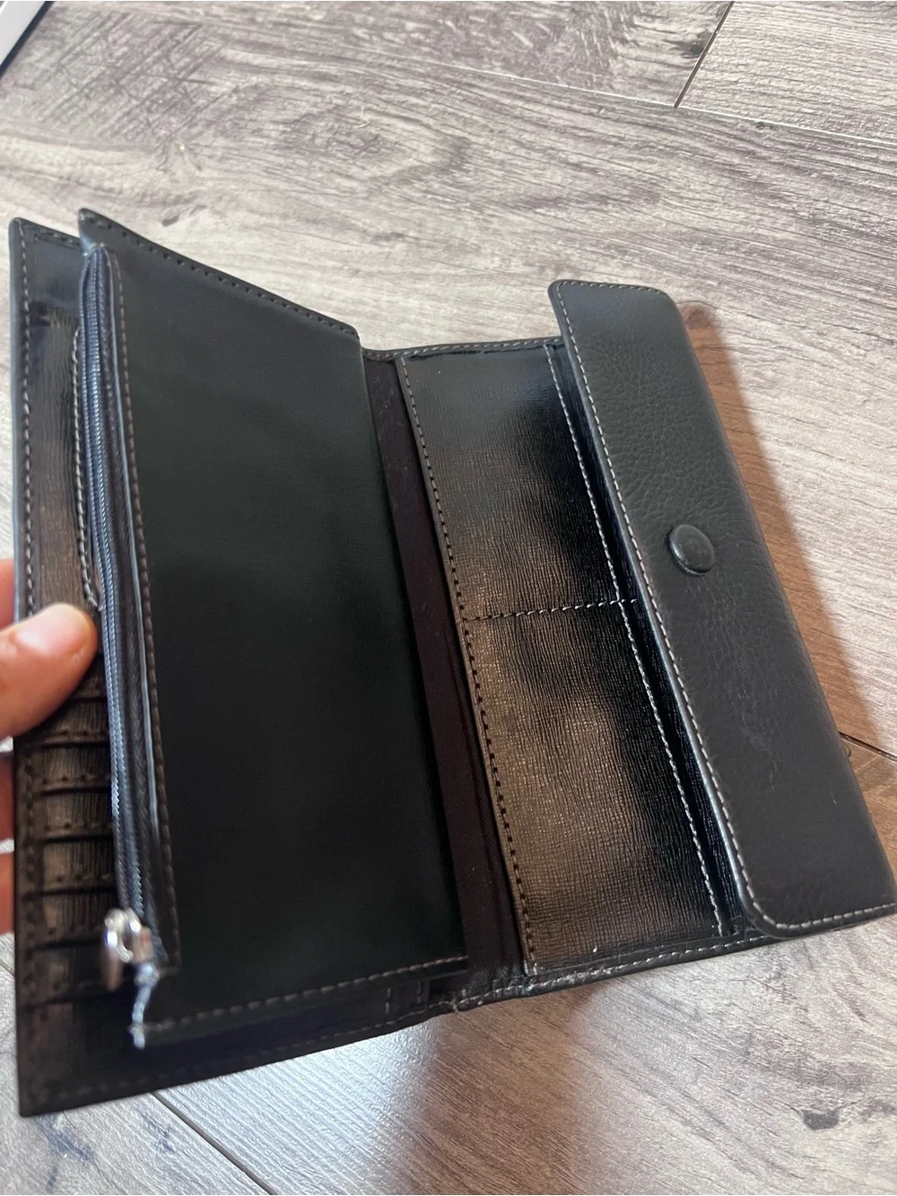 Fossil Black Leather Snap Wallet